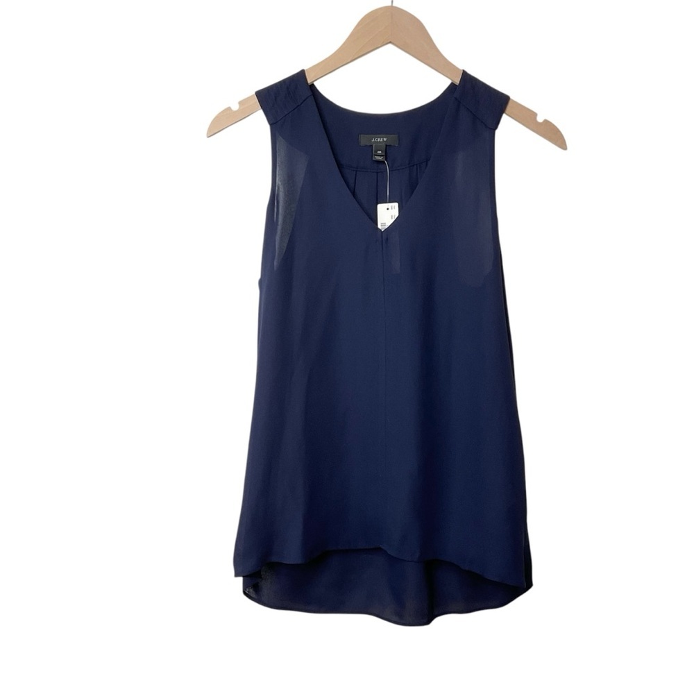 J. Crew Navy Sleeveless V-Neck Blouse Size 00